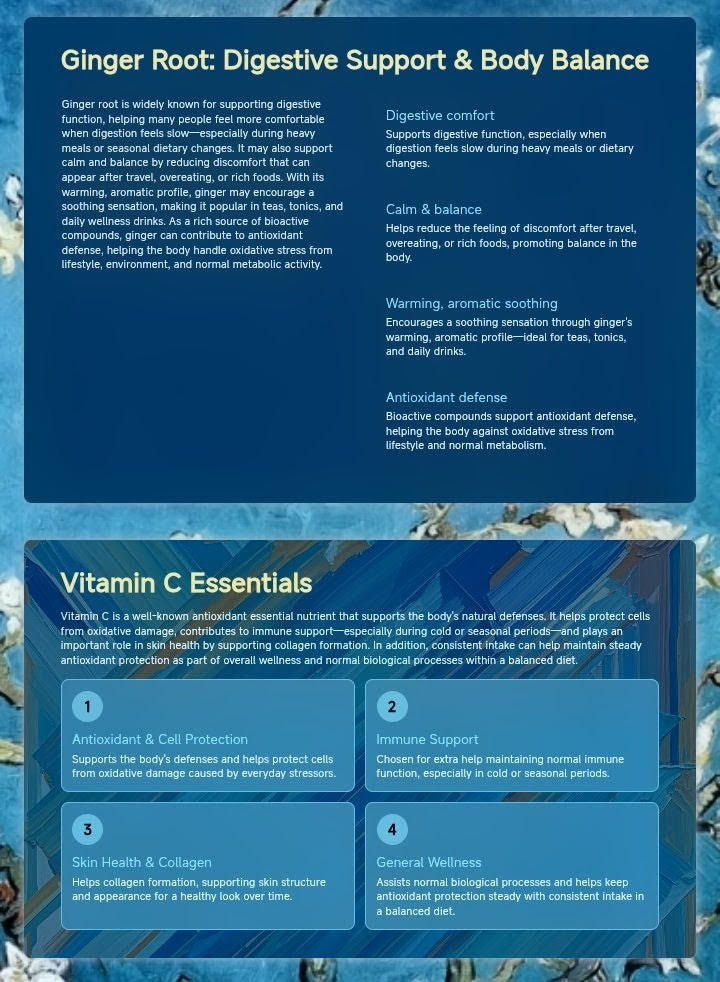 Dandelion, Ginger Root, + Vitamin C